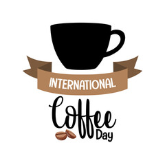 International coffee day letter banner