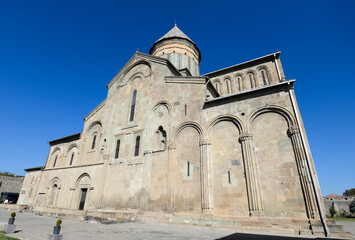 Fototapeta na wymiar Svetitskhoveli Cathedral, located in Mtskheta, Georgia in the Caucasus. Orthodox Christian church. Medieval Georgian architect Arsukisdze.