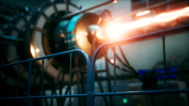 futuristic cyberpunk power plant thermonuclear or nuclear reactor