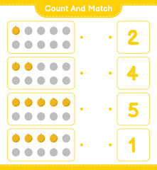 Count and match, count the number of Honey Melon and match with right numbers. Educational children game, printable worksheet, vector illustration