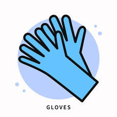 Gloves Icon Cartoon. Hand Gesture Logo. Hands Protection Design Vector