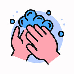 Washing Hands Icon Filled Line. Prevention Instruction Logo. Healthcare Protection Virus Infection Design Vector Symbol Illustration