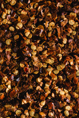 close up of chili pepper flakes