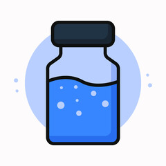 Healthcare Drugs Icon Filled Line. Vaccine Bottle Logo. Medicine and Treatment Immunization Design Vector