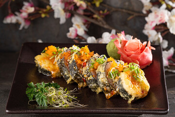 A Colorful Plate of Sushi Rolls