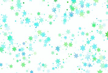 Light Blue, Green vector texture with colored snowflakes.