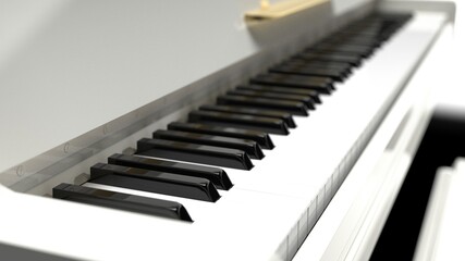 White-Gold Grand Piano under black background. 3D illustration. 3D high quality rendering. 3D CG.