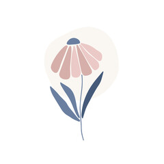 Daisy flower silhouette. Wildflower marguerite flat vector illustration isolated white background. Scandinavian style. Chamomile botanical print, modern design element, clipart.