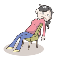 椅子にもたれた虚ろな若い女性