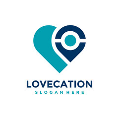 Obraz premium Love location logo design template. Concept of favorite place isolated with flat style icon modern. Creative map pointer with heart vector symbol.