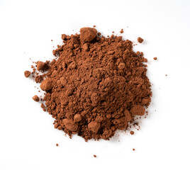 Cocoa powder on a white background
