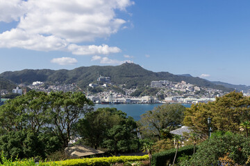 グラバー園から見た晴天の長崎港眺望