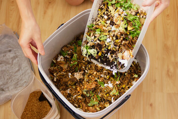 Making Bokashi compost with food scraps -2