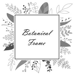 Illustration material of botanical frame with flowers and leaves (vector, white background, cutout)