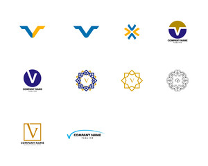 Set of Initial Letter V Logo Template Design