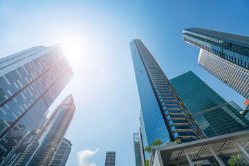 perspective exterior pattern blue glass wall modern buildings