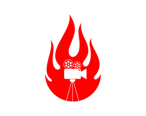 Video recorder in the fire flame logo