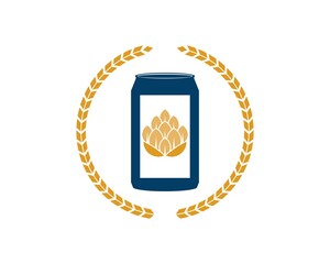 Circular wheat with beer bottle inside