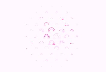 Light Purple vector background with rainbow symbols.