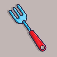 gardening fork tool isolated cartoon vector illustration in flat style
