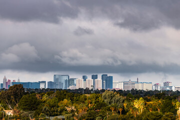 Fototapeta na wymiar Las Vegas skyline under winter storm cloud