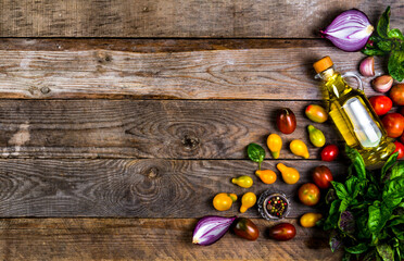 Raw organic vegetables with fresh ingredients for healthily cook