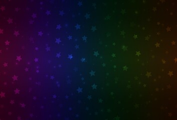 Dark Multicolor vector layout with bright snowflakes, stars.