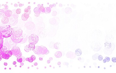 Light Purple, Pink vector doodle pattern with roses.