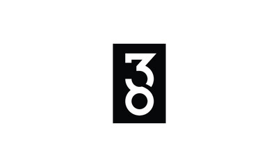 Unique Modern Number 38 83 Logo