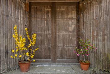 Door of traditional house in Kyoto, Japan