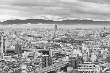 Skyline of Osaka city, Japan
