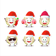 Santa Claus emoticons with slice of green coconut cartoon character