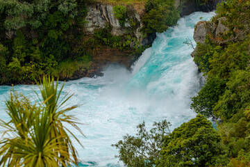 Huka falls flowing into the Waikato river. 