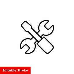 Help and support icon. Simple line style for web template and app. Call center, assist, service, contact, phone, computer, info, vector illustration design on white background. Editable stroke EPS 10