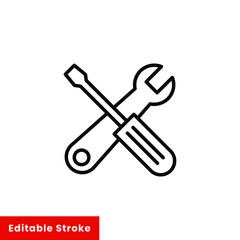 Help and support icon. Simple line style for web template and app. Call center, assist, service, contact, phone, computer, info, vector illustration design on white background. Editable stroke EPS 10