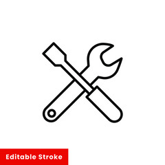 Help and support icon. Simple line style for web template and app. Call center, assist, service, contact, phone, computer, info, vector illustration design on white background. Editable stroke EPS 10