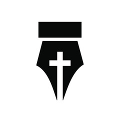 pen christian cross logo design. suitable for Christian church logo concept illustration design.