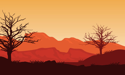Wonderful twilight scenery on afternoon bright. Vector illustration