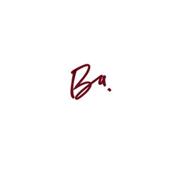 Ba White Initial Handwriting or Handwritten Logo for Identity. Logo with Signature and Hand Drawn Style.