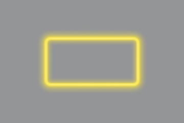 glowing yellow neon frame in trendy illuminating pantone color of the year 2021 on ultimate gray background, stock vector illustration clip art