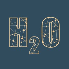 Water natural compound. Water chemical formula. Lines and dots connected texture