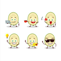 Slice of ambarella cartoon character with various types of business emoticons