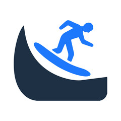 Surfing on beach or holiday icon