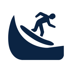 Surfing on beach or holiday icon