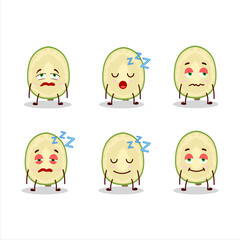 Cartoon character of slice of ambarella with sleepy expression