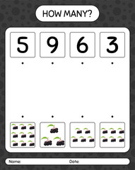 How many counting game with elderberry. worksheet for preschool kids, kids activity sheet, printable worksheet