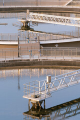 Details view of blue water in water treatment plant from Above