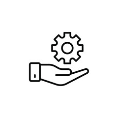 Help and support icon. Simple line style for web template and app. Call center, assist, service, contact, phone, computer, info, vector illustration design on white background. EPS 10