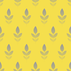 Vegetal seamless pattern in gray and yellow colors of the year 2021. Trendy pattern with gray color gradient sprigs