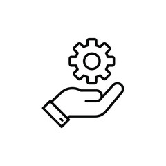 Help and support icon. Simple line style for web template and app. Call center, assist, service, contact, phone, computer, info, vector illustration design on white background. EPS 10